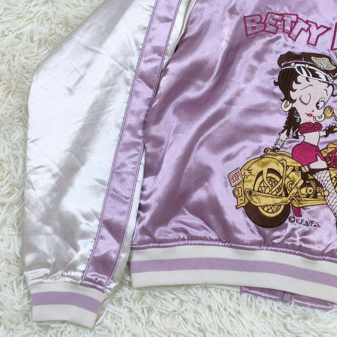 希少 ベティーブープ 刺繍 M スカジャン 別珍 ピンク バイク ベティちゃん