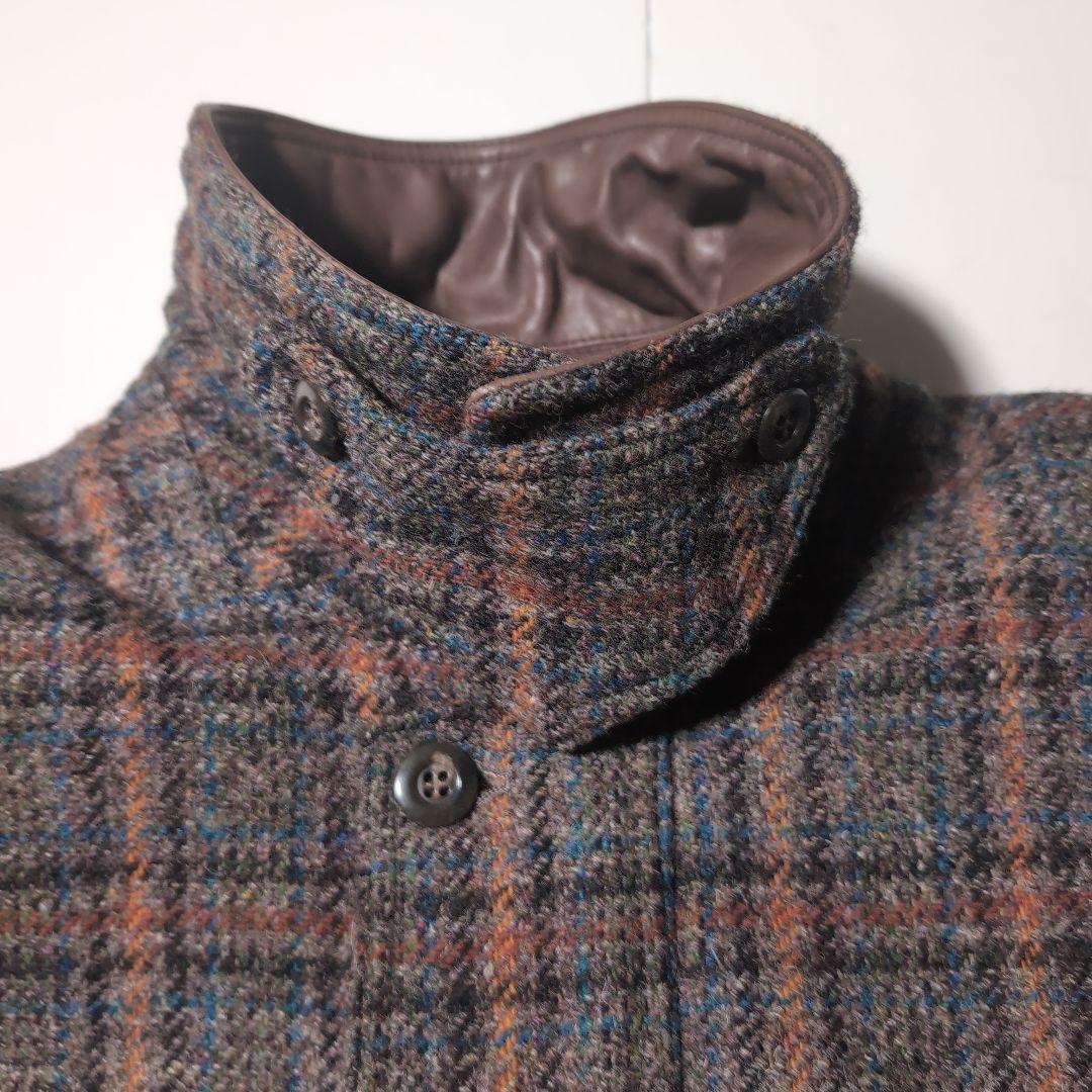 Vanspors Harris Tweed チェック 襟革 中綿 ジャケット