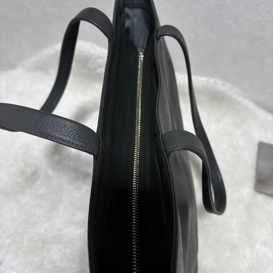 【未使用級】ビジネスレザーファクトリー トートバッグ グレー レザー シボ革