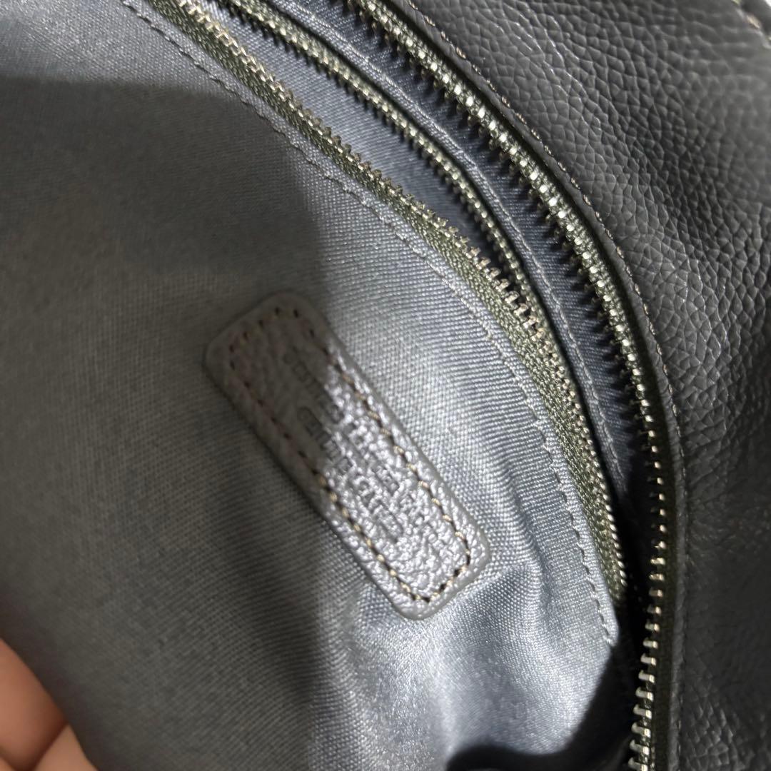 【未使用級】ビジネスレザーファクトリー トートバッグ グレー レザー シボ革