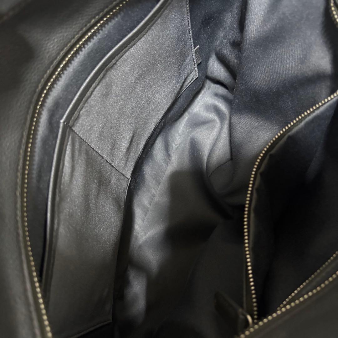 【未使用級】ビジネスレザーファクトリー トートバッグ グレー レザー シボ革