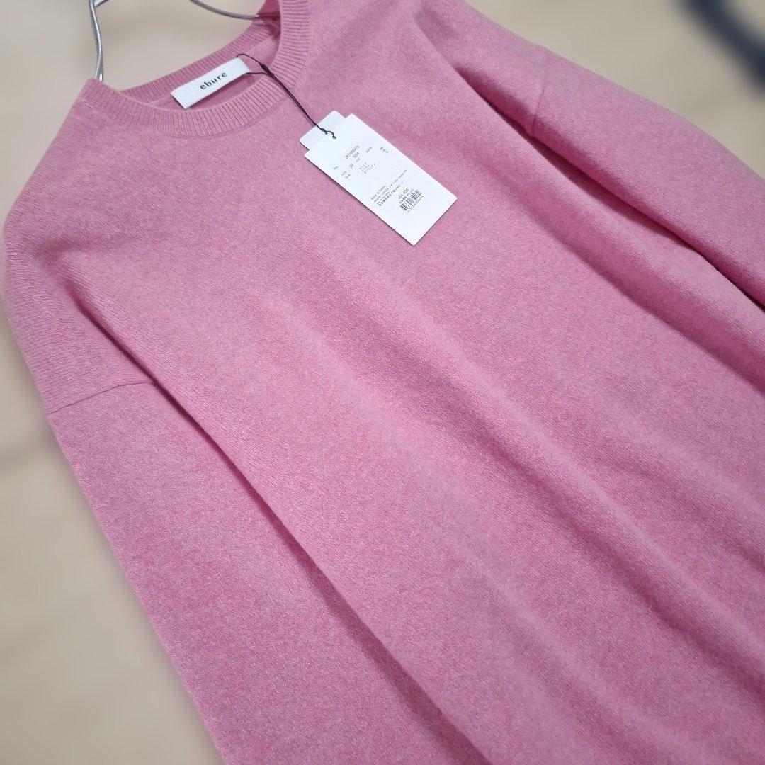 エブール　ゲージカシミア　クルーネックニット　プルオーバー38Mピンク