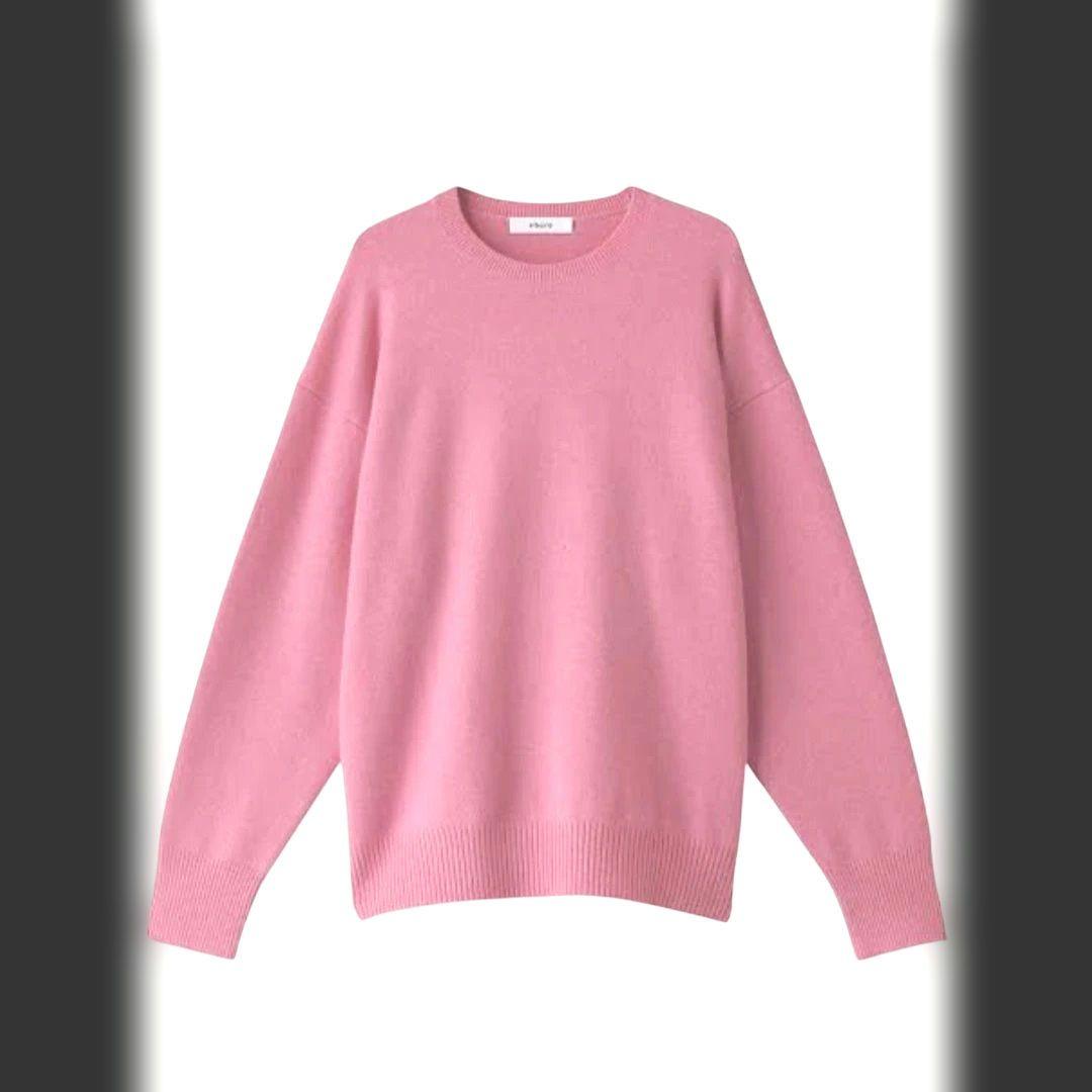 エブール　ゲージカシミア　クルーネックニット　プルオーバー38Mピンク