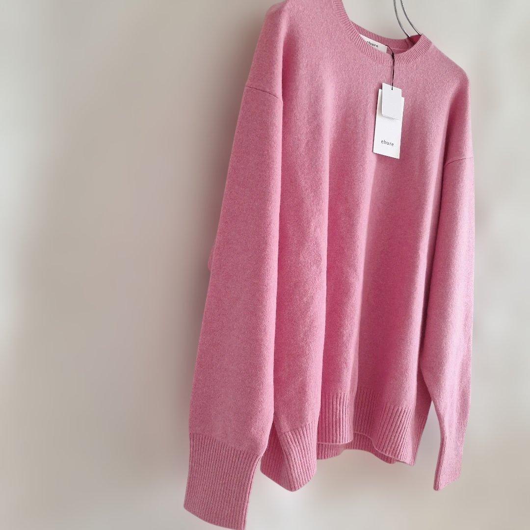 エブール　ゲージカシミア　クルーネックニット　プルオーバー38Mピンク