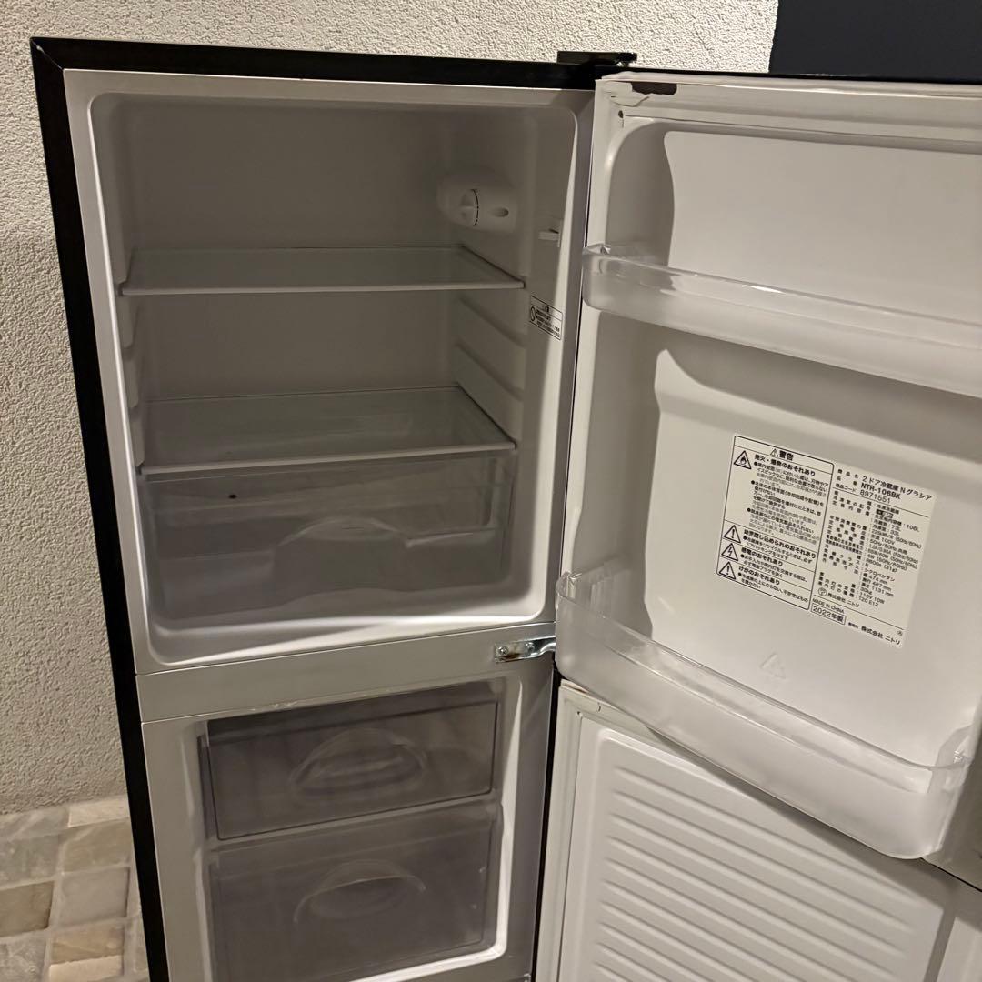 【東京23区設置無料】ニトリ　冷蔵庫106L 2022年製　黒
