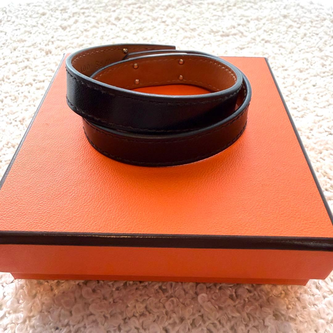 エルメス T3 ケリー ドゥブルトゥール レザーブレスレット ブラック