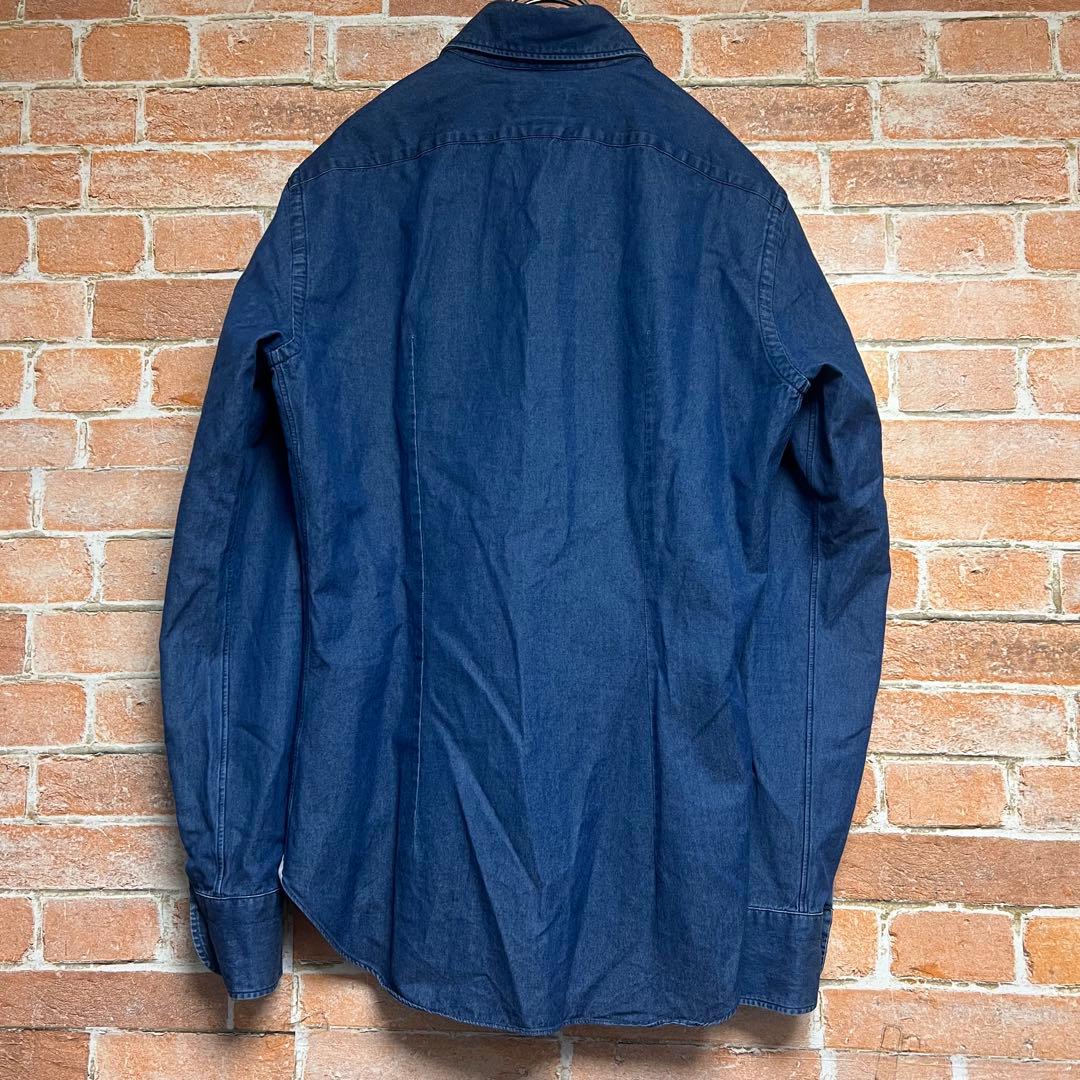 (未使用級)ジャンネット　インディゴシャンブレーシャツ　カッタウェイ　イタリア製