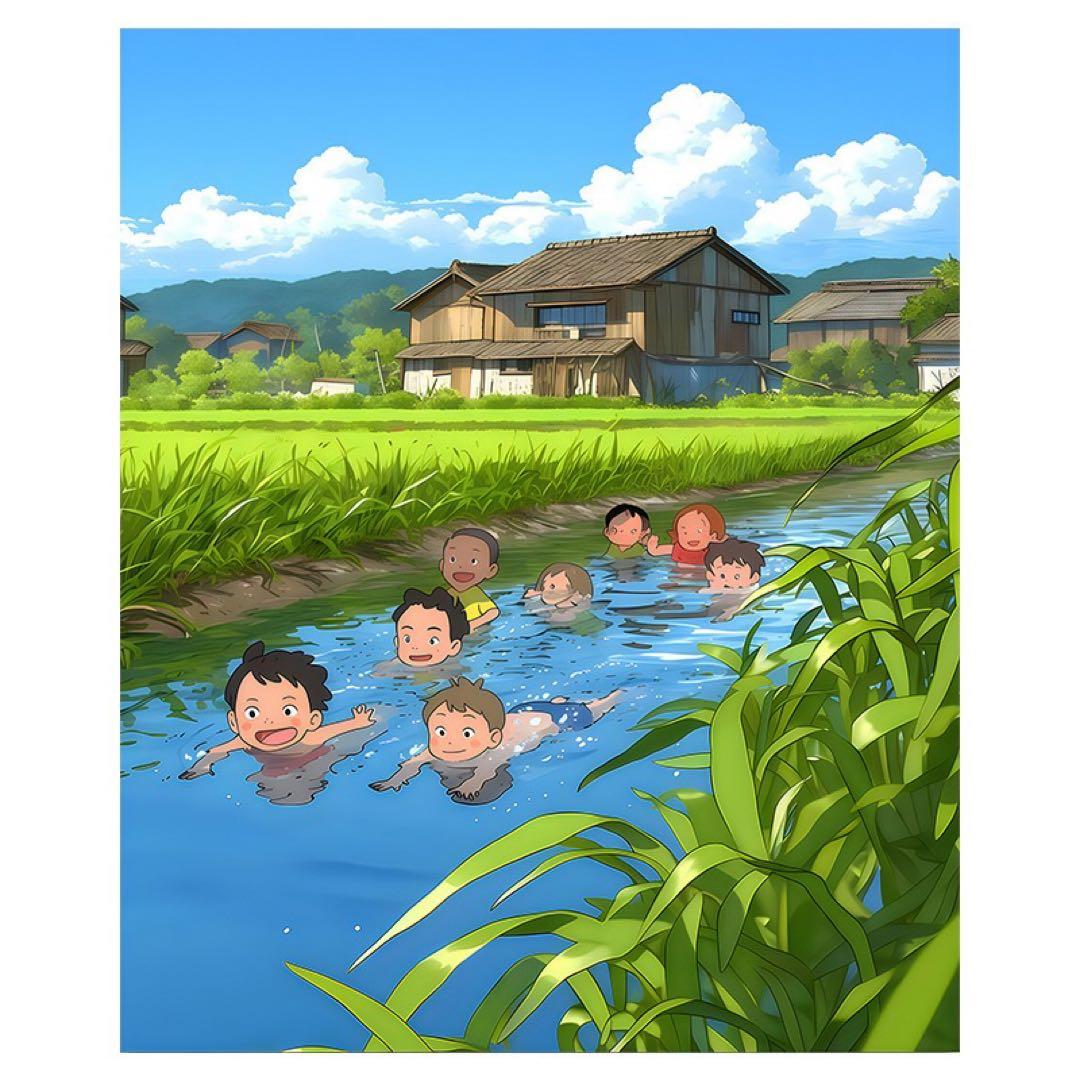 子供たちの水遊び アニメーションアート
