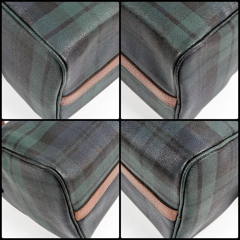 ポロラルフローレン ミニ ボストンバッグ チェック柄 PVC レザー