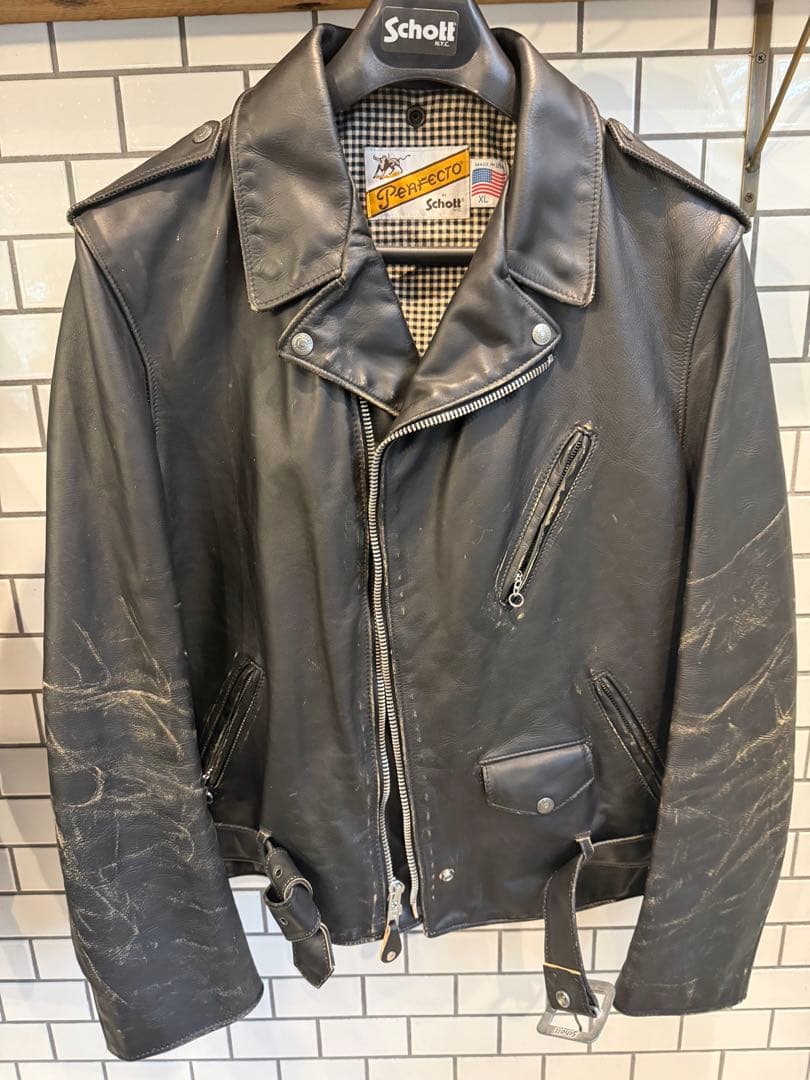 極美品Schott パーフェクト 70 ビンテージ ライダース7575 XL