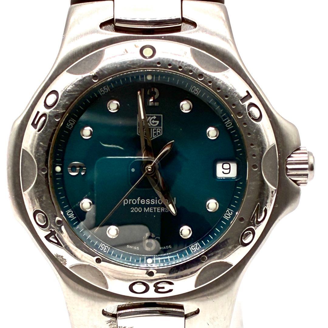 極美品 タグホイヤー 腕時計 キリウム プロフェッショナル デイト グリーン