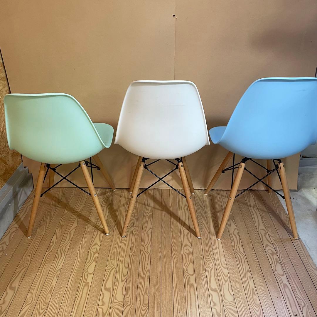 イームズシェルチェア3脚セットリプロダクト品アイボリーブルー、グリーン、ホワイト