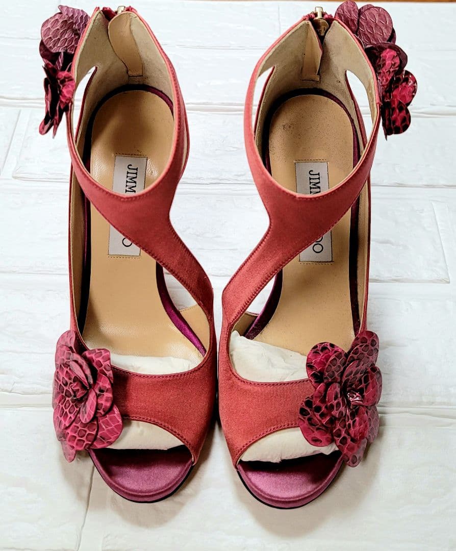 JIMMY CHOO ジミーチュウ サンダル サテン ピンク 36 未使用保管品