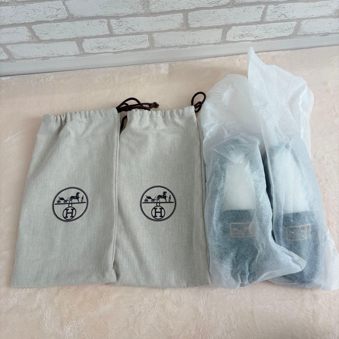 【未使用】　エルメス　モカシン　ケッシー　ローファー　レザー　ブラック　馬車金具