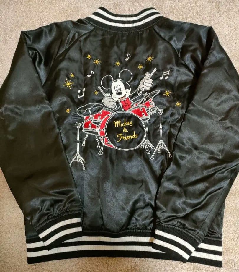 ディズニー刺繍スカジャン　【ミッキー＆フレンズ】ドラムミッキー　 レア品