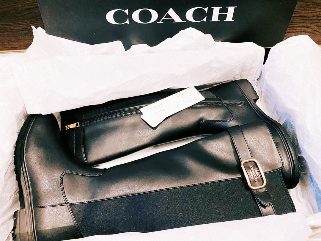 【未使用に近い】コーチCOACH ロングブーツ ブラック ゴ
