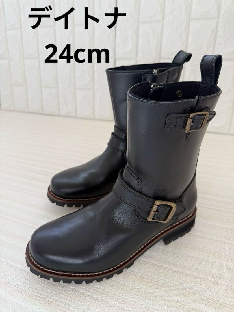 デイトナ エンジニアブーツ 24cm ブラック サイドジップ 美品 牛革