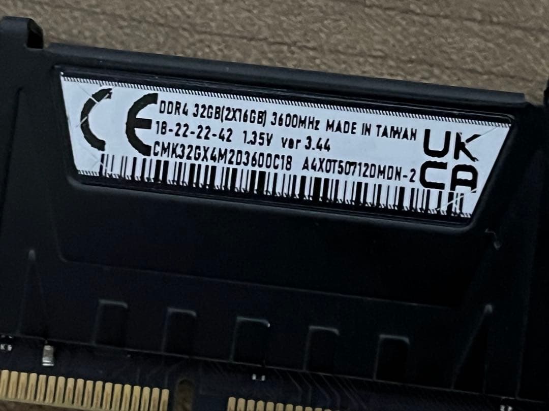 Corsair DDR4 32GB (16GB×2) 3600MHz 動作確認済