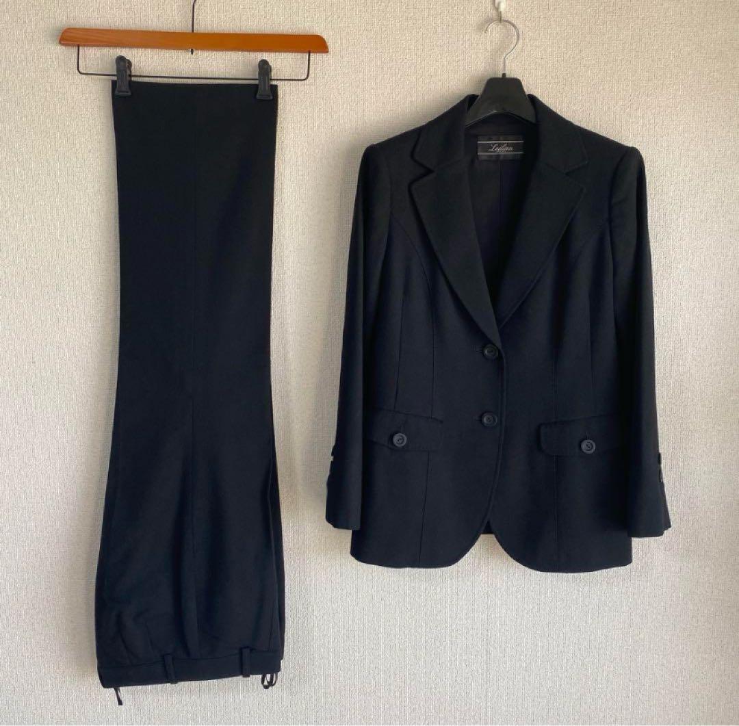 レリアン パンツスーツ 9 W72 黒 ブラック カシミヤ混素材 秋冬 DMW