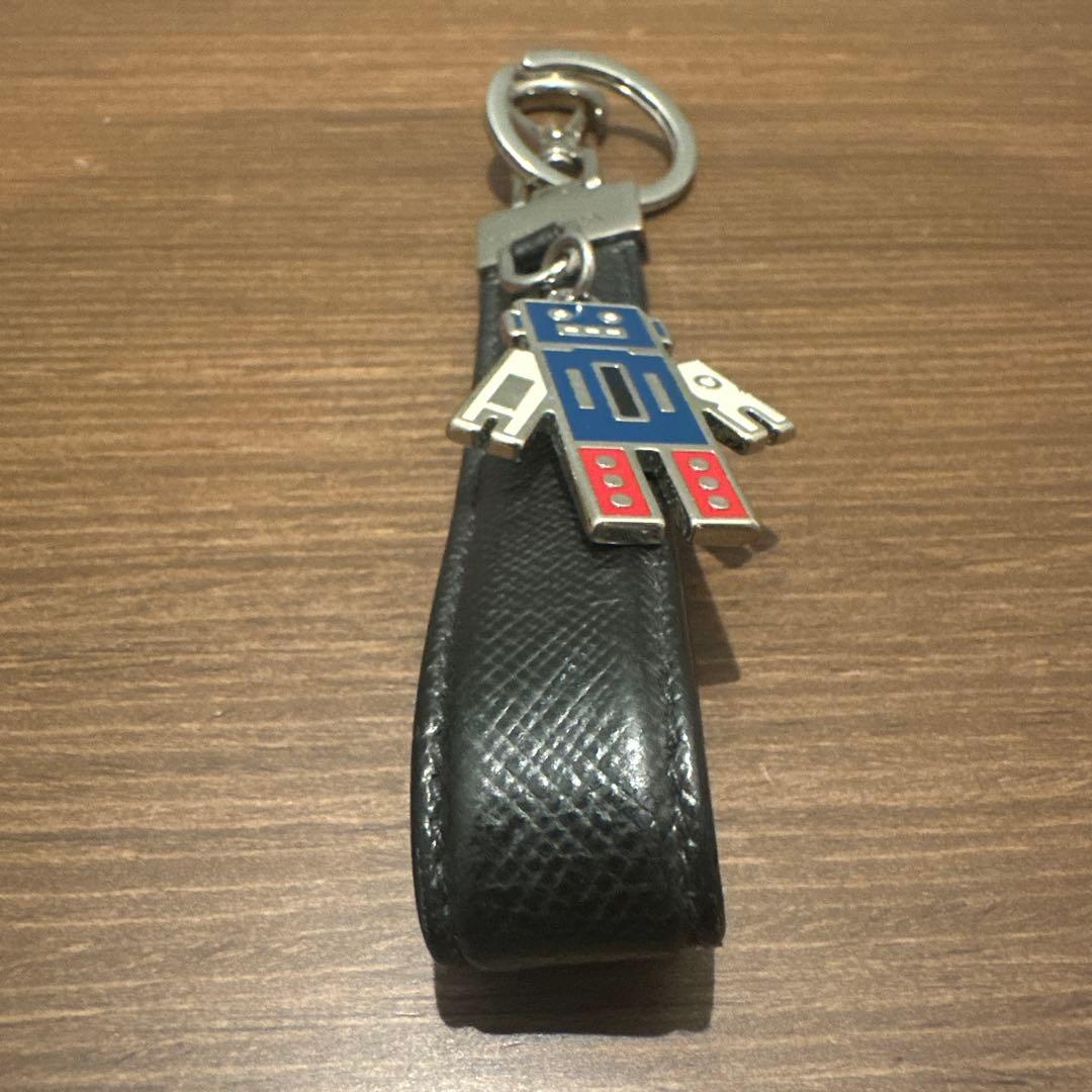 PRADA キーホルダー/レザー/BLK/メンズ/ロボット