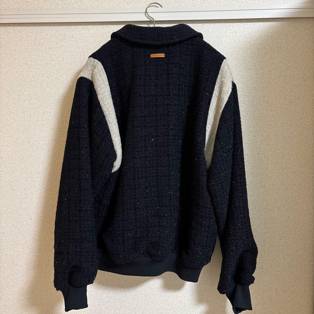 camphor wood 花刺繍ラメツイードスタジアムジャケット