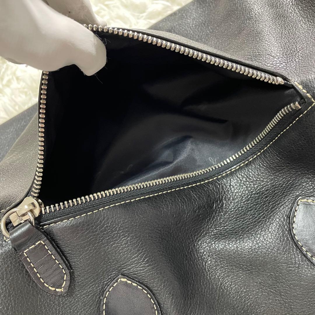 美品 アニエスべー ボヤージュ ボストンバッグ 本革 黒 大きめ 南京錠