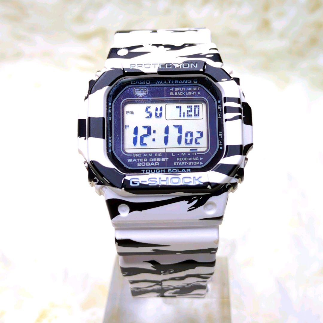 [美品] G-SHOCK GW-M5610BW タイガーカモ 電波 ゼブラ 時計