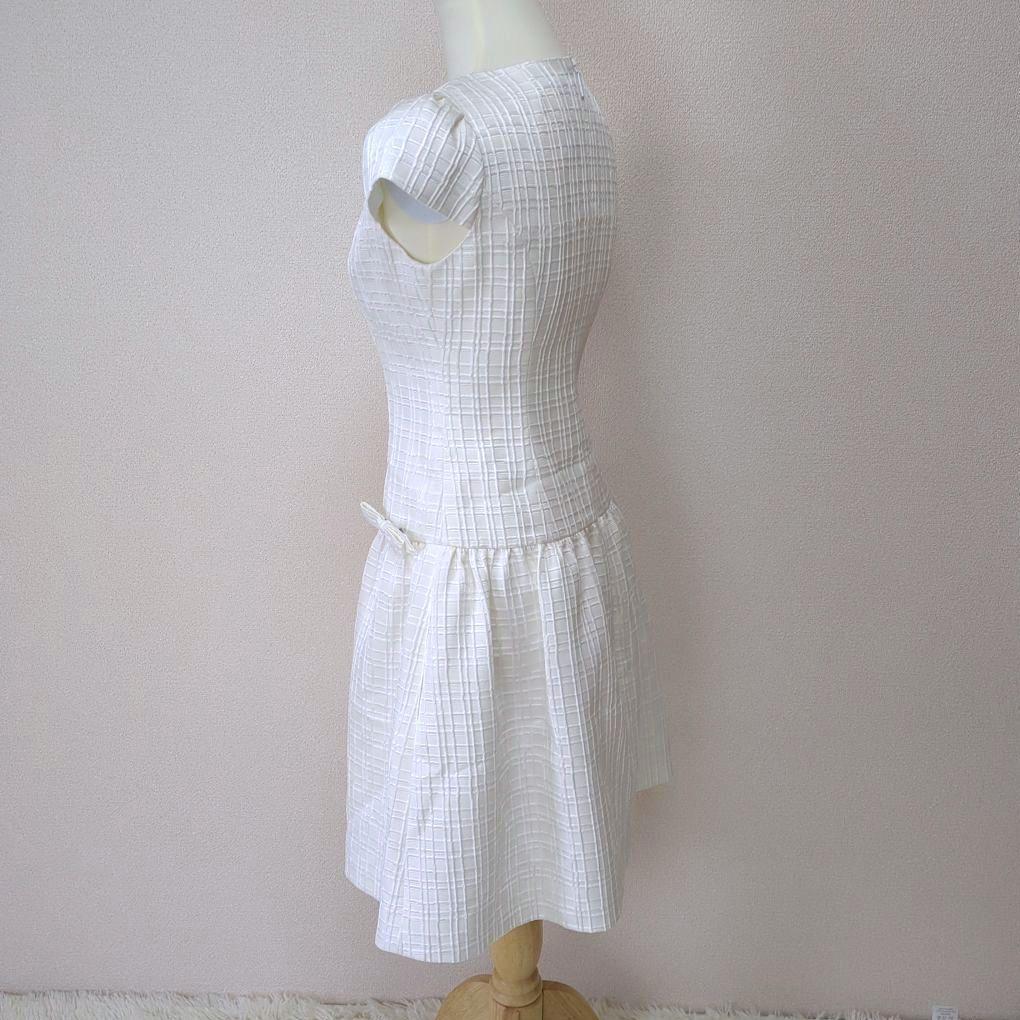 ☆Rene ルネ ジャガード フレアワンピース フレンチスリーブ Aライン 34