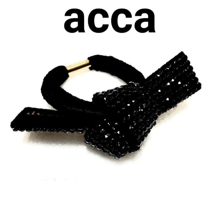 新品⭐acca 豪華 スワロフスキー☆6連 オードリードレスポニー ヘアゴム 黑