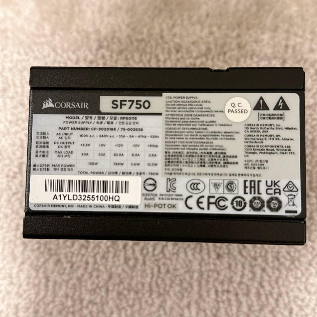 Corsair SF750 PC電源ユニット 80PLUS PLATINUM