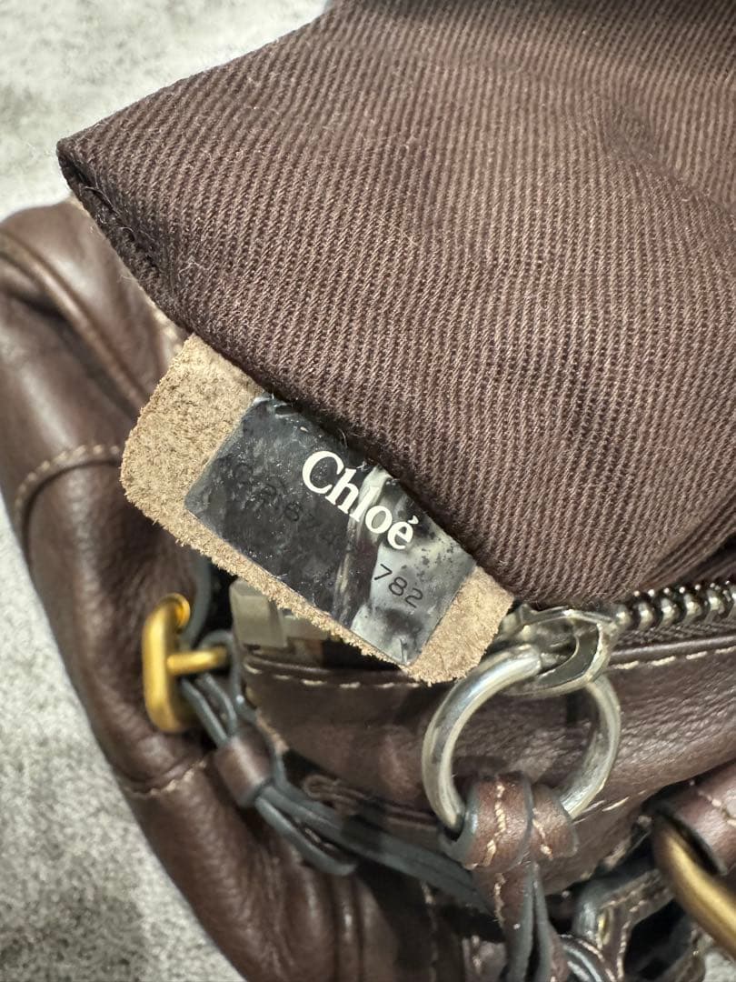 クロエ　パディントン　ブラウンレザー ハンドバッグ 金属ロック付き　南京錠付き