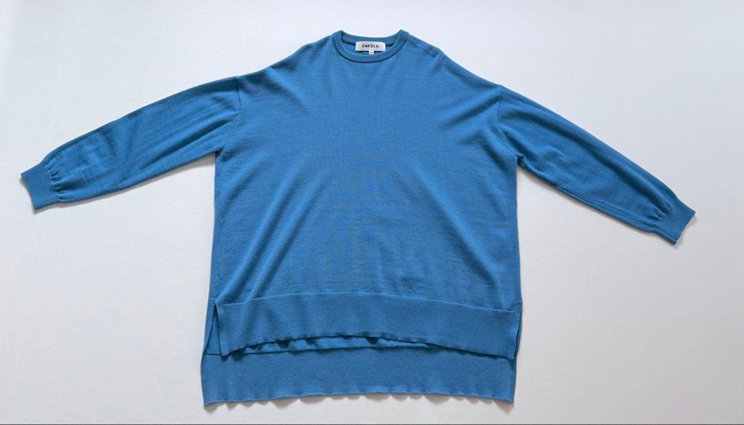 エンフォルド　ニット　ワイドシルエット　スリット　ゆったり　ライトブルー　38