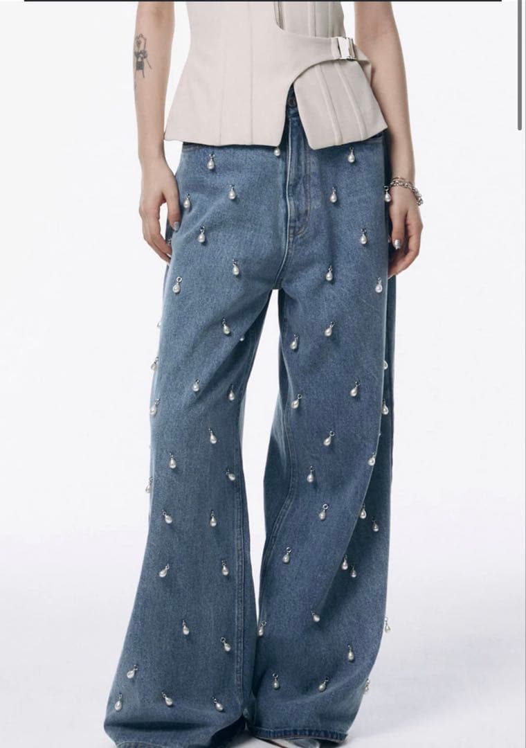 JOSE MOON ワイドデニムパンツウィズパール36