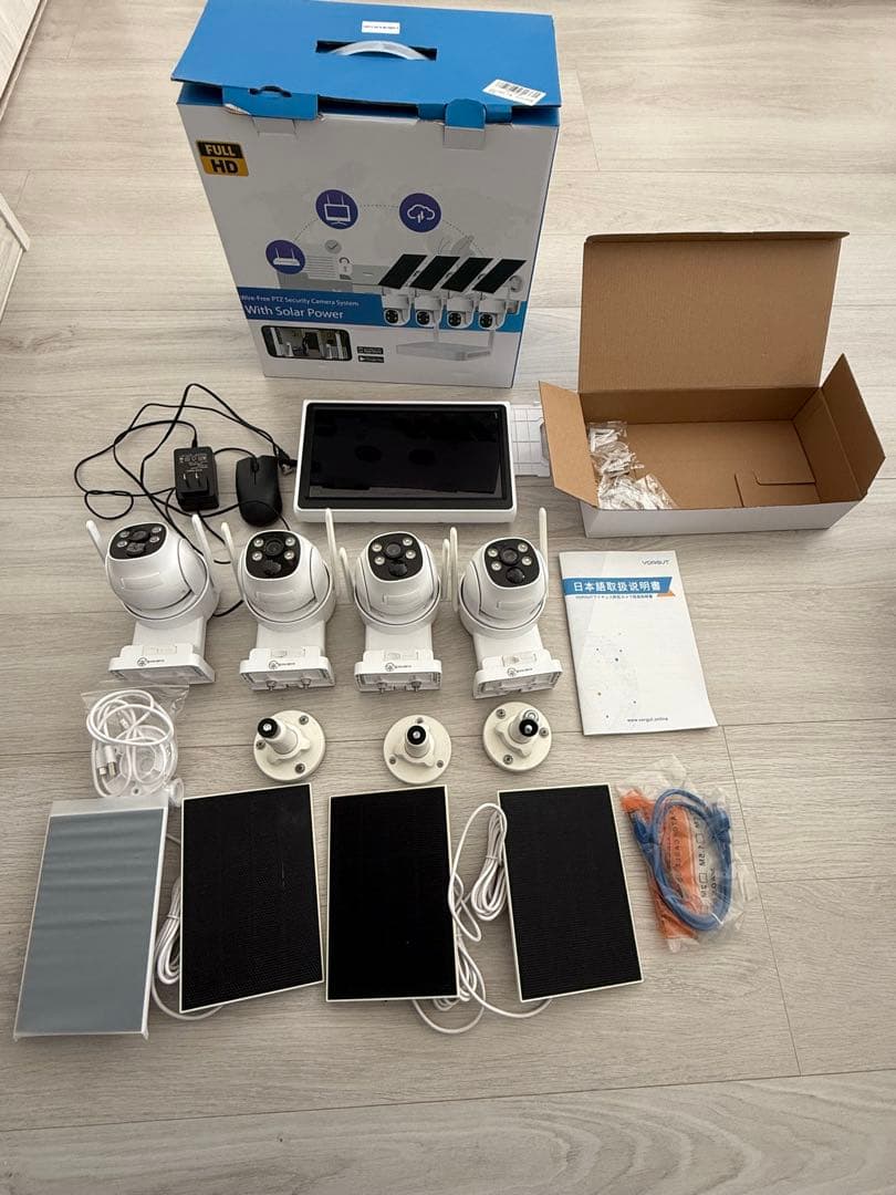 【9.5割新・ほぼ未使用】ソーラーパネル付きワイヤレス防犯カメラセット