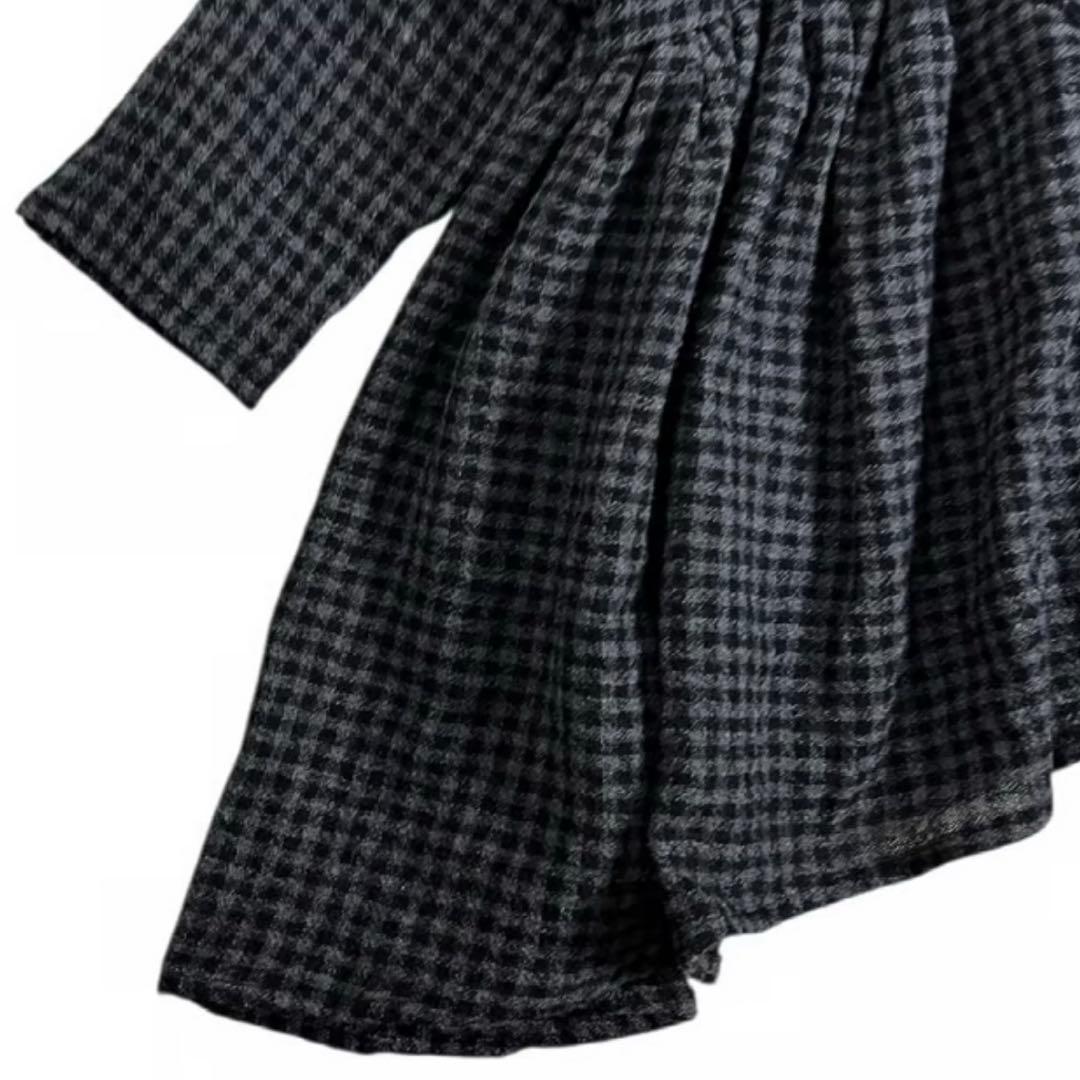 【新品未使用】(g)グラム ウールガーゼチェックギャザープルオーバー