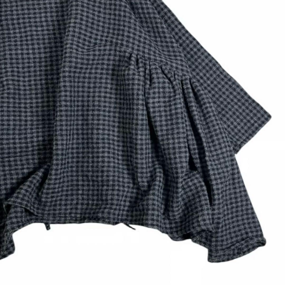 【新品未使用】(g)グラム ウールガーゼチェックギャザープルオーバー
