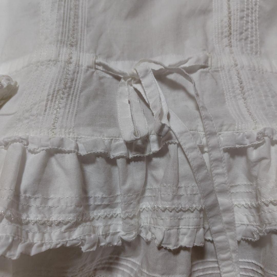 PINKHOUSE　ピンクハウス　フリル付きホワイトコットンシャツ