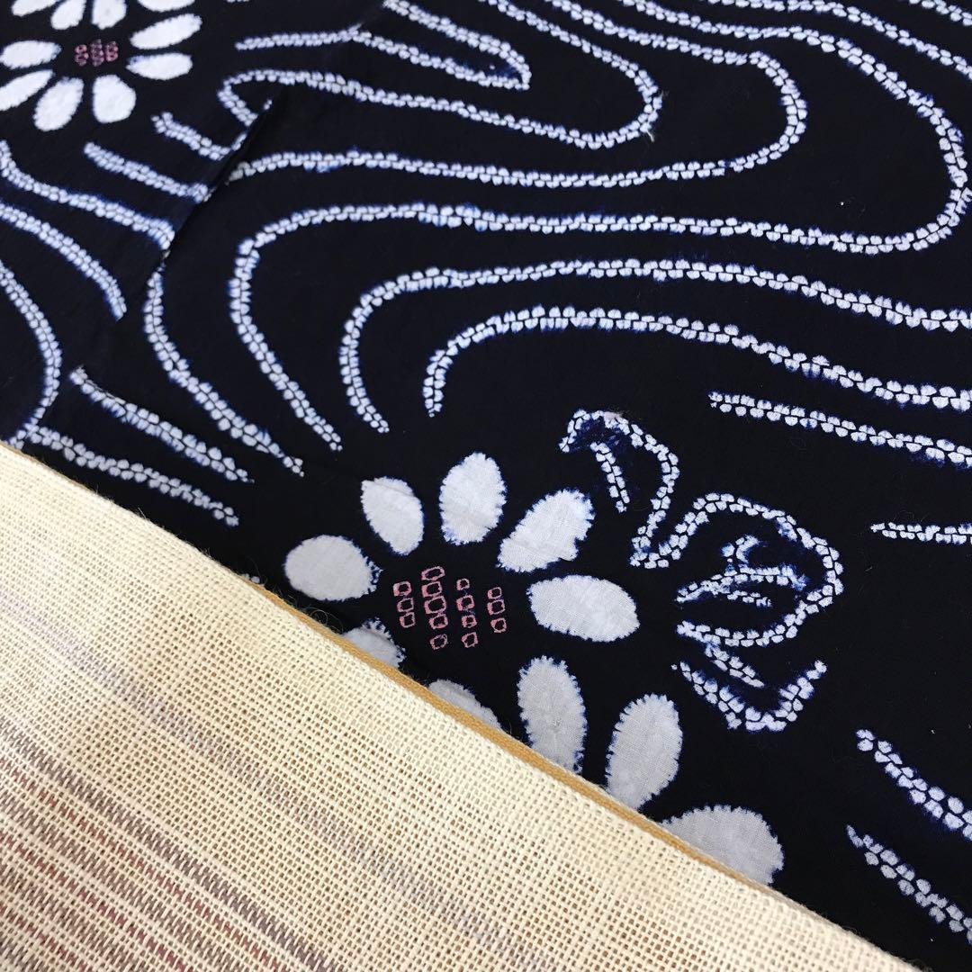 梅乃【056】有松絞り　ゆかた　伝統　古典　流水　花　大人