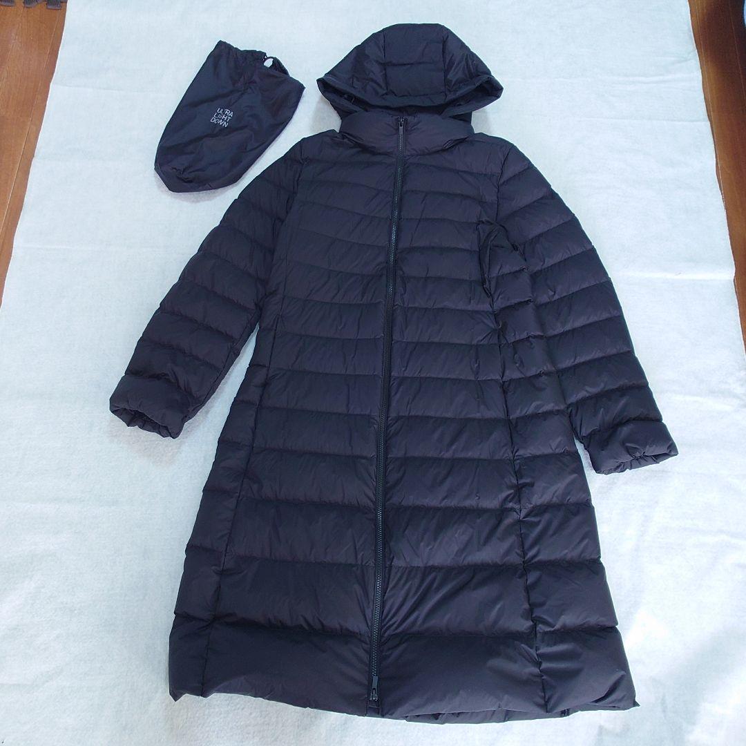 UNIQLO ウルトラライトダウン　ロングコート ブラック　巾着付　ＸＬ