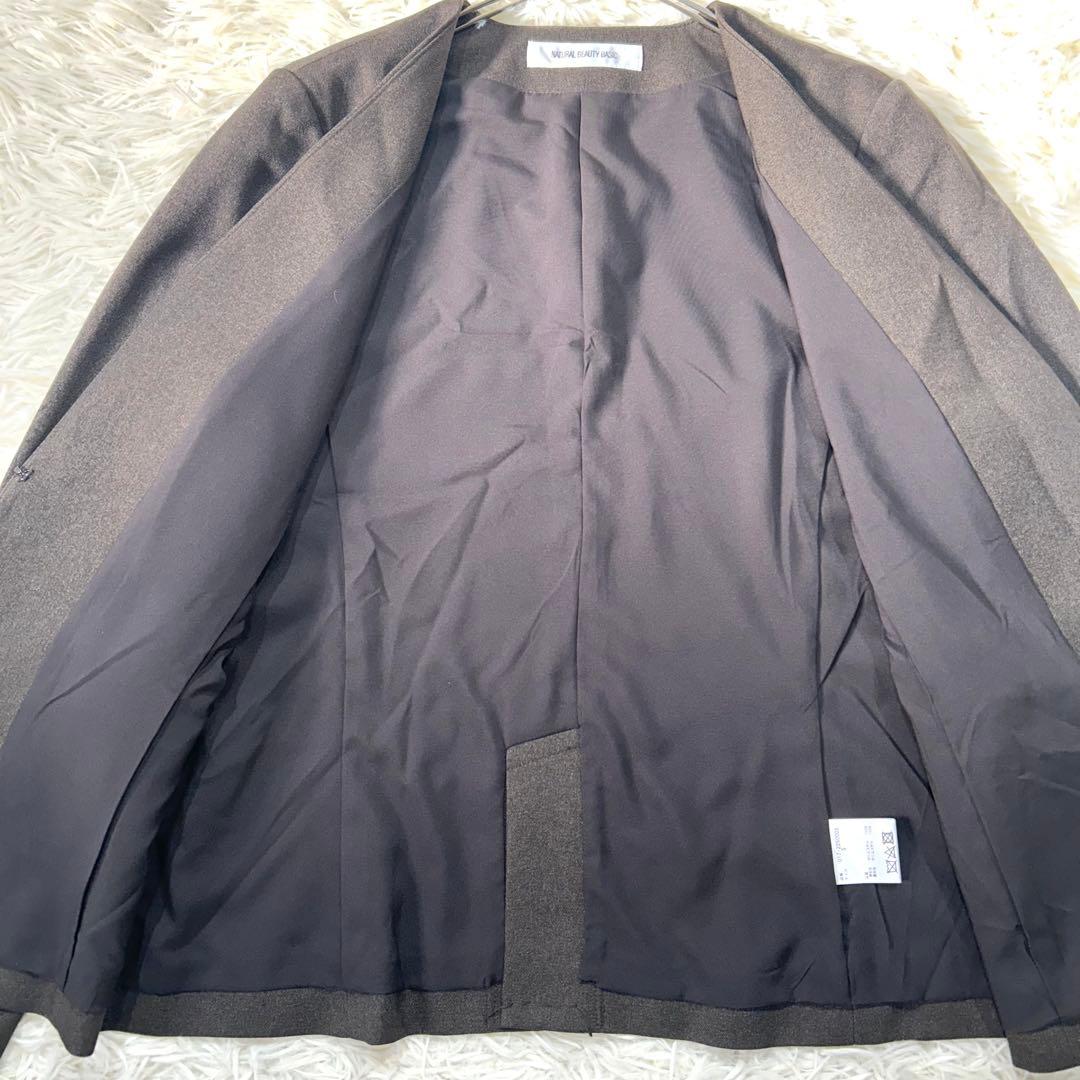 【未使用】ナチュラルビューティーベーシックパンツスーツセットアップ ブラウン S