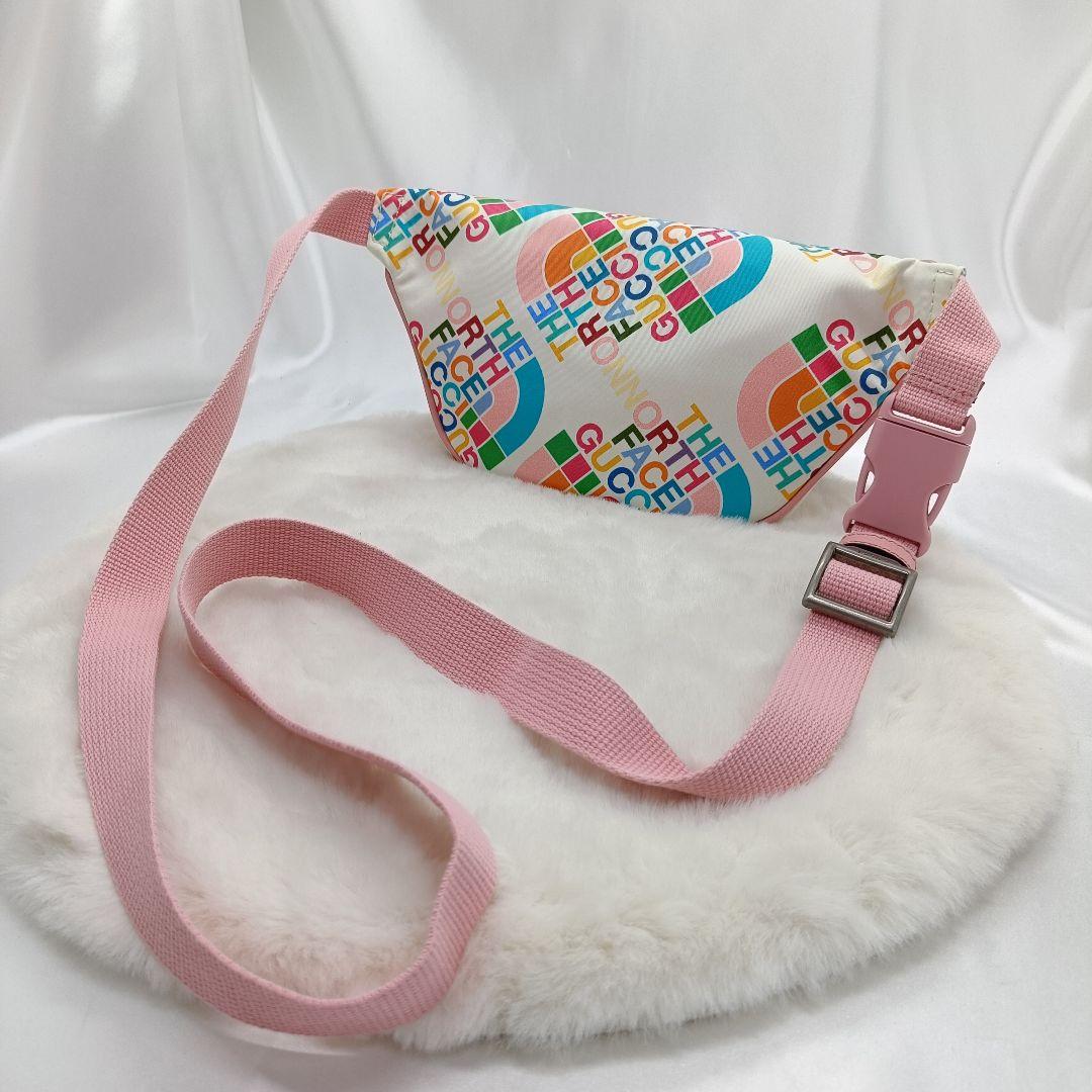 美品 グッチ×ノースフェイス ボディバッグ マルチカラー ナイロン