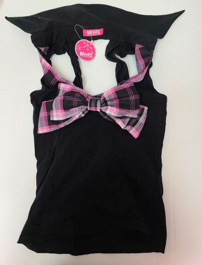 新品未使用　タグ付き　MA*RS チェックリボン ブラックキャミソール
