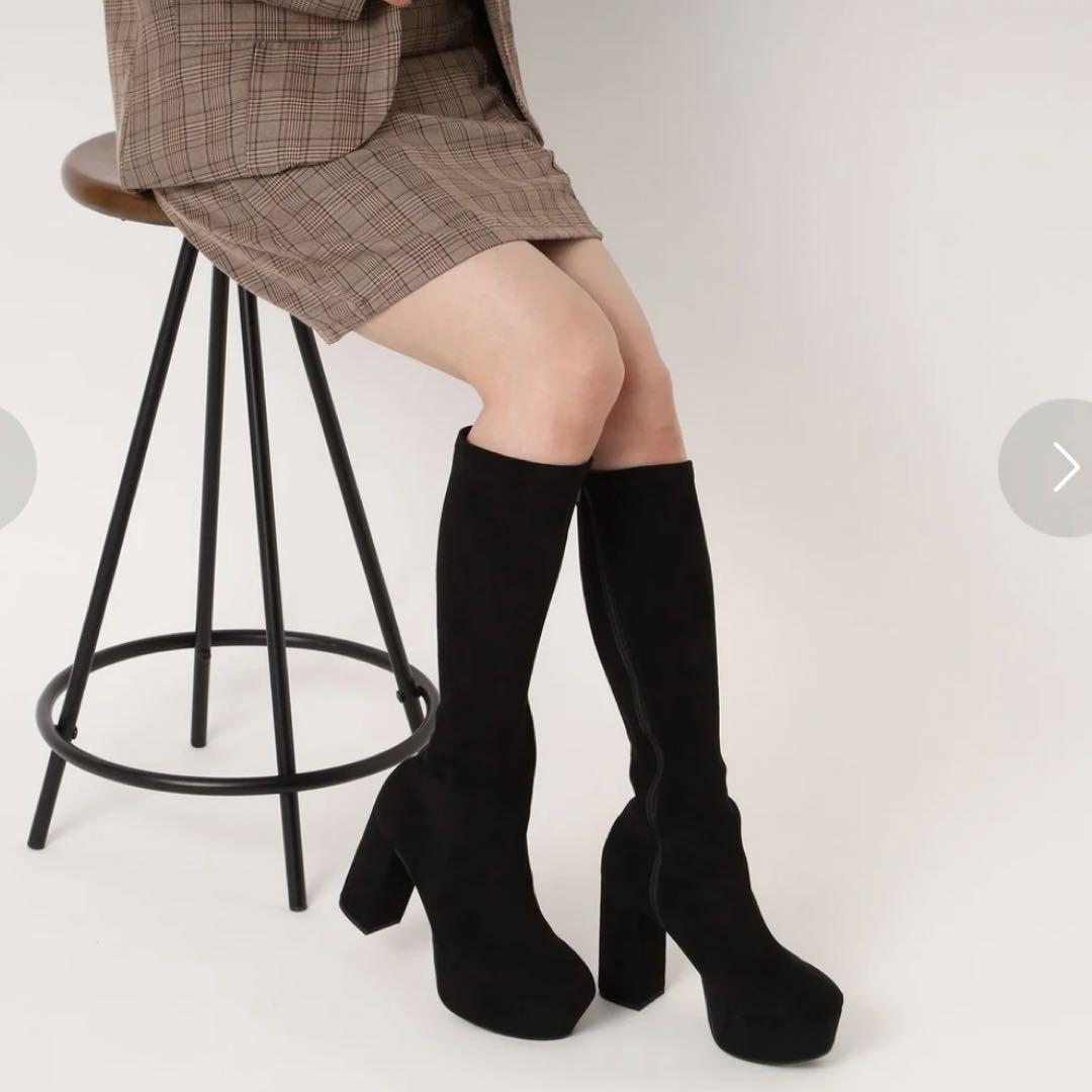 Esperanza ラク盛りロングブーツ 黒 S