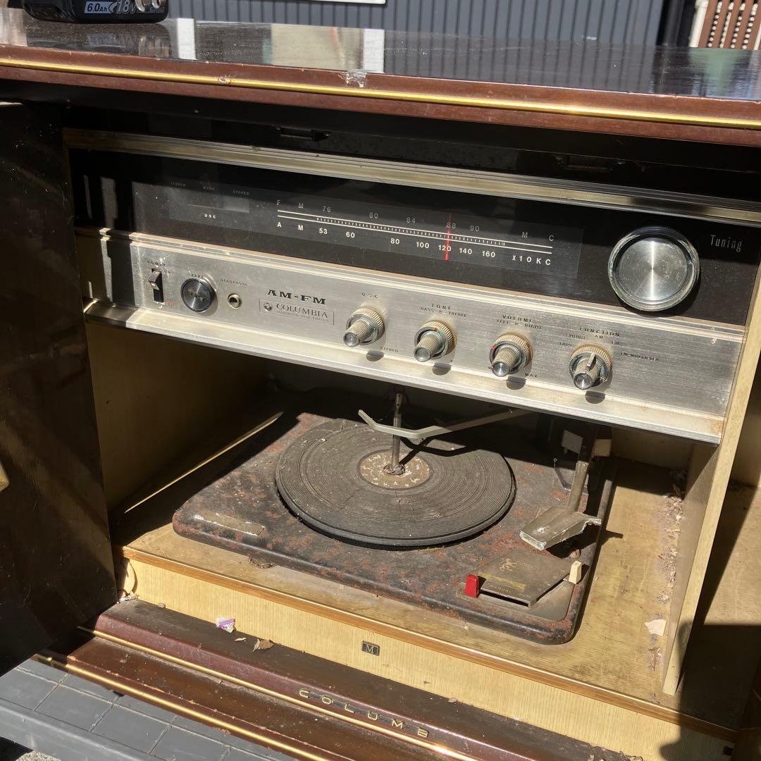 Columbia コロムビア 真空管レコードプレイヤー 木製キャビネット 古道具