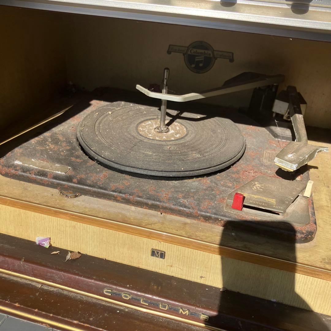Columbia コロムビア 真空管レコードプレイヤー 木製キャビネット 古道具
