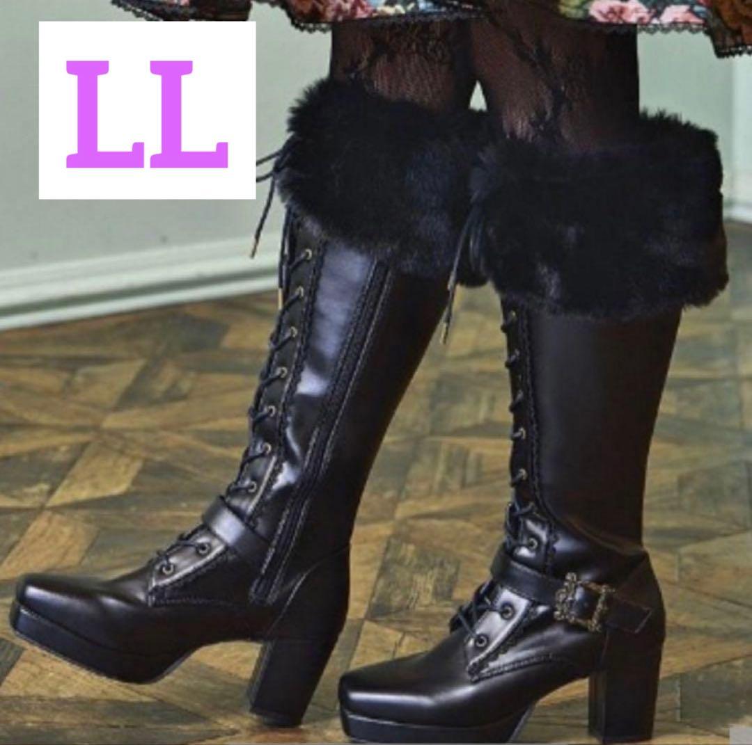 クラロリくる実　　しまむら　ロングブーツ　ノエルドメモワール　　ファー付きブーツ