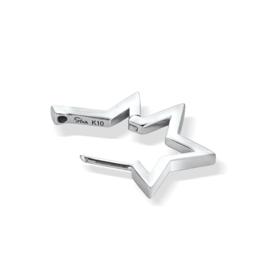 スタージュエリー スター フープ ピアス ホワイト 星型 美品