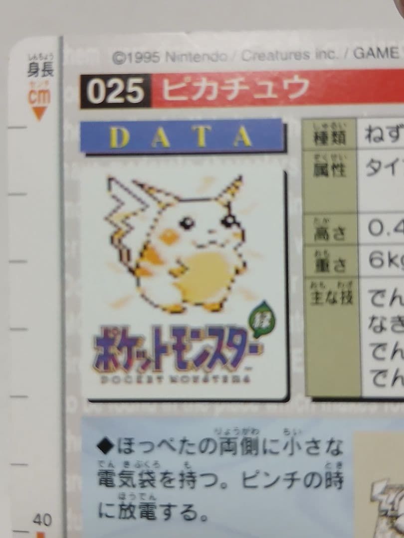 ポケモンカードダス　 No.025 ピカチュウ 緑