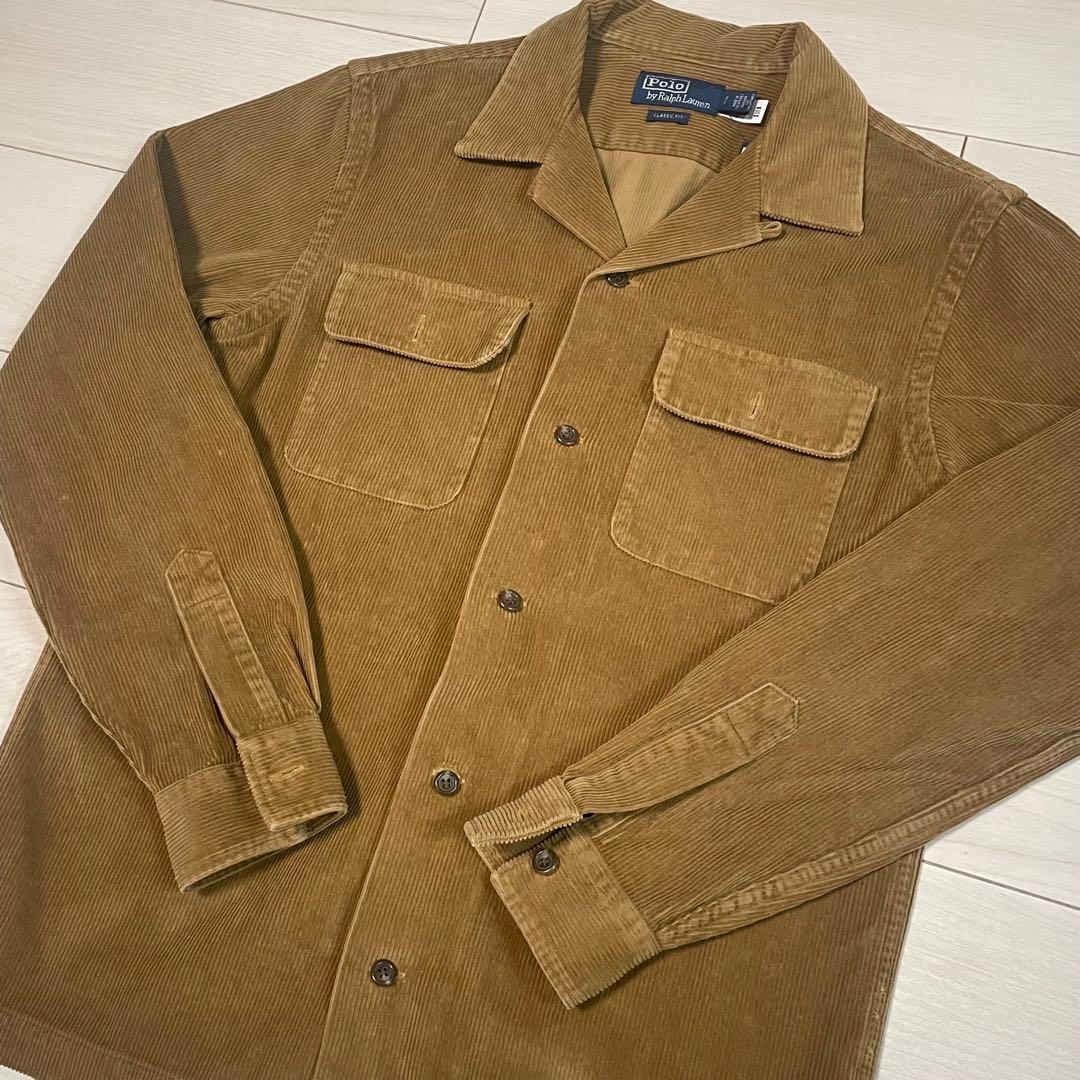 ポロラルフローレン　コーデュロイ開襟シャツ　ブラウン