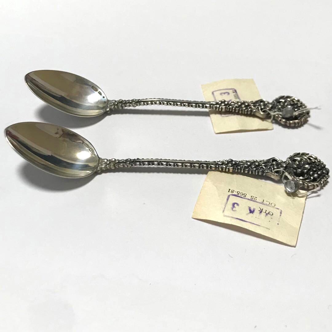 1960年代 ソ連 銀製 ティースプーン 2点 未使用 916 SILVER